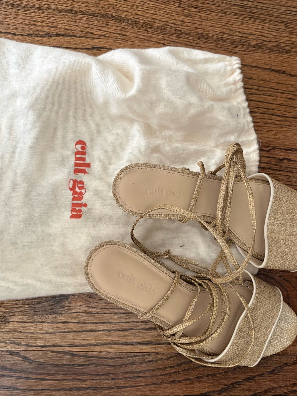 CULT GAIA Lace wedge sandals